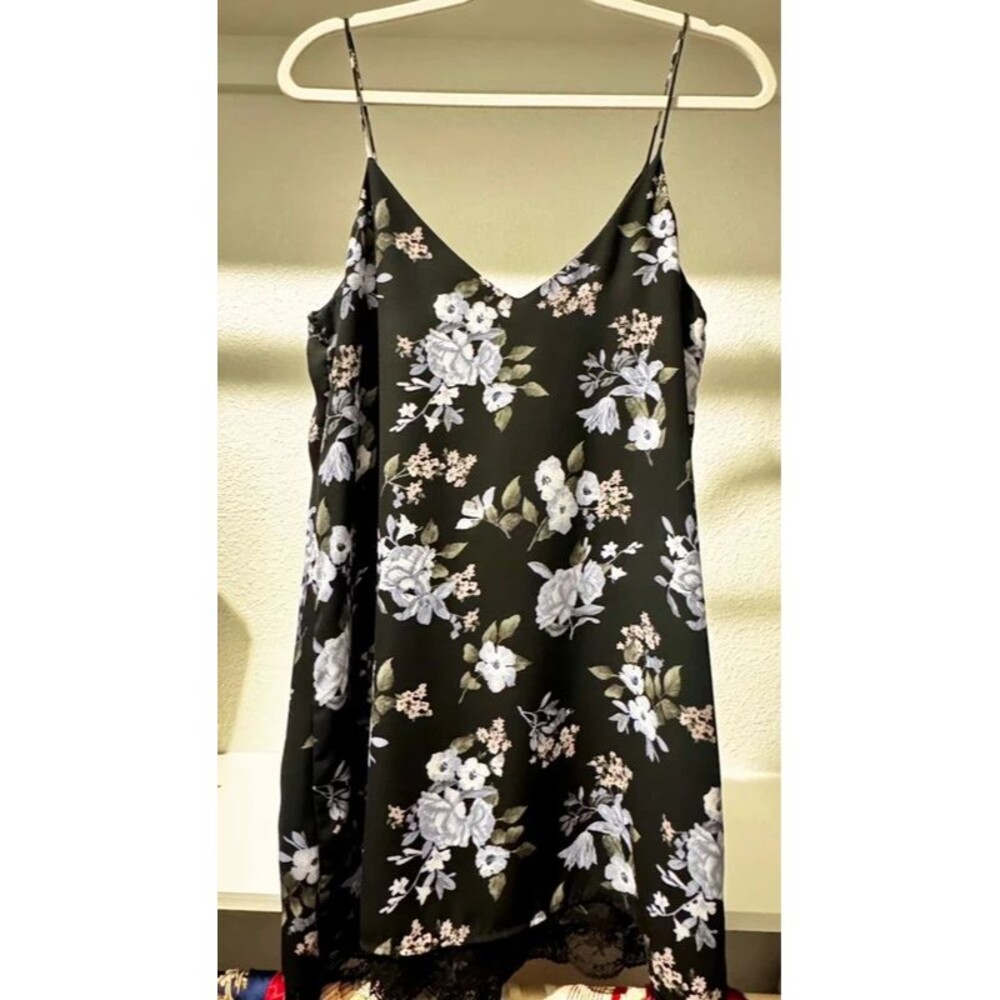 Forever 21 black floral slip dress